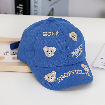 Summer Cotton Teddy Bear Embroidered Children's Baseball Caps