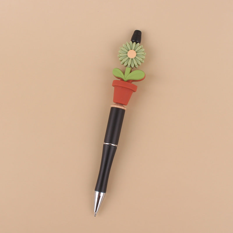 Silicone Beaded Sunflower Potted Wooden Beads Plastic