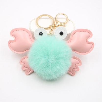 Crab Hair Ball Keychain