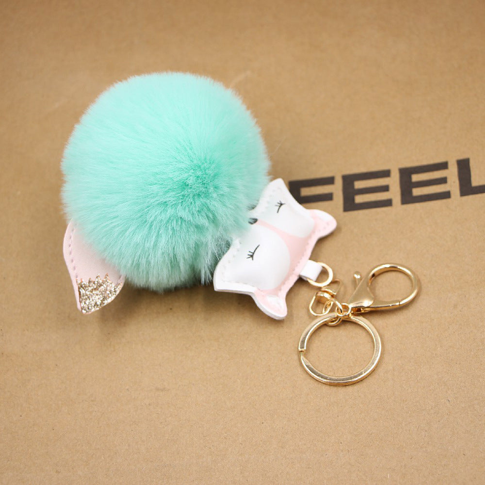 Fox Pu Leather Plush Bag Keychain