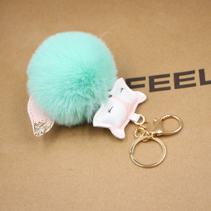 Fox Pu Leather Plush Bag Keychain