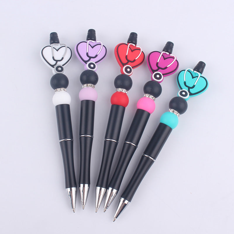 Handmade Bead Pen Stethoscope Love Silicone Ballpoint Pen