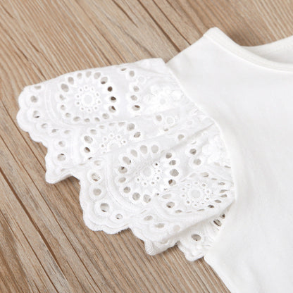 Round Neck Top with Detachable Strap Culottes Baby Clothes