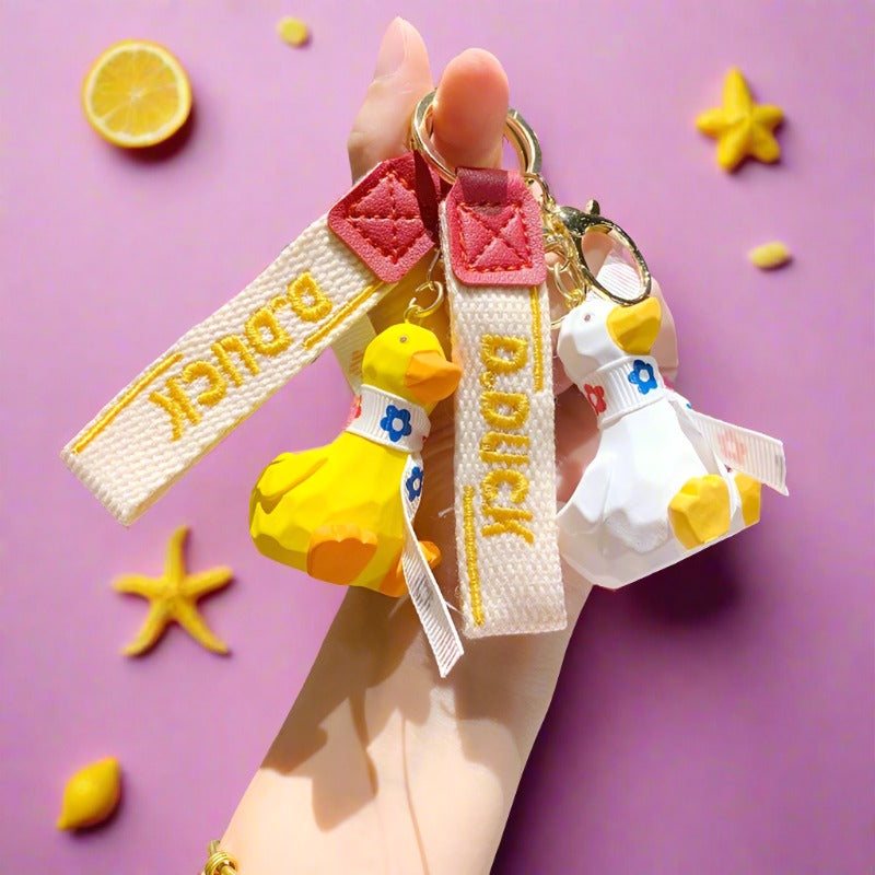 Cartoon Cute Resin Duck Keychains