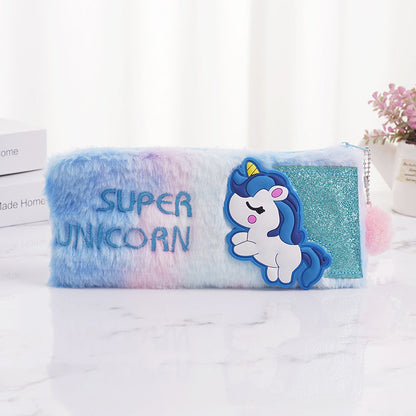 Unicorn Colorful Plush Pen Bags