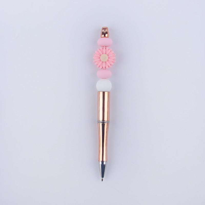 Beadable Pens Handmade Daisy Silicone Beaded Ballpoint Pen