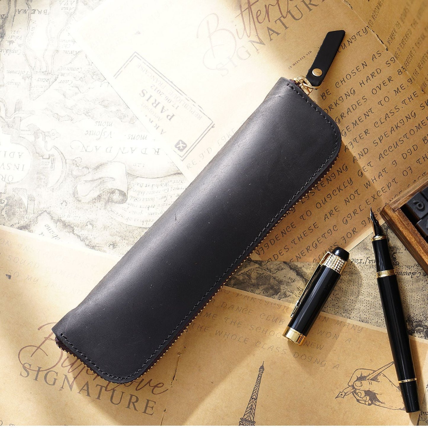 Leather Zipper Zipper Mini Small Portable Simple Pen Bag