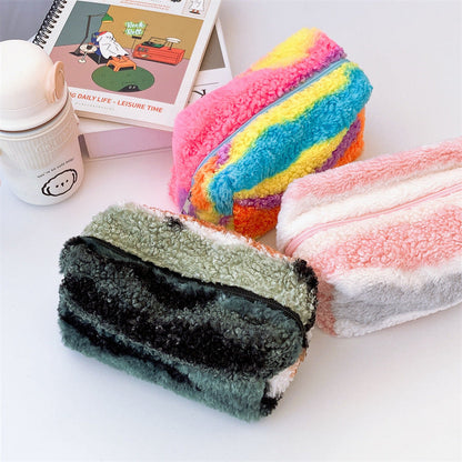 Gradient Color Plush Pencil Case