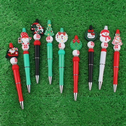 Cartoon Christmas Snowman Tree Beadable Silicone Beaded Ballpoint