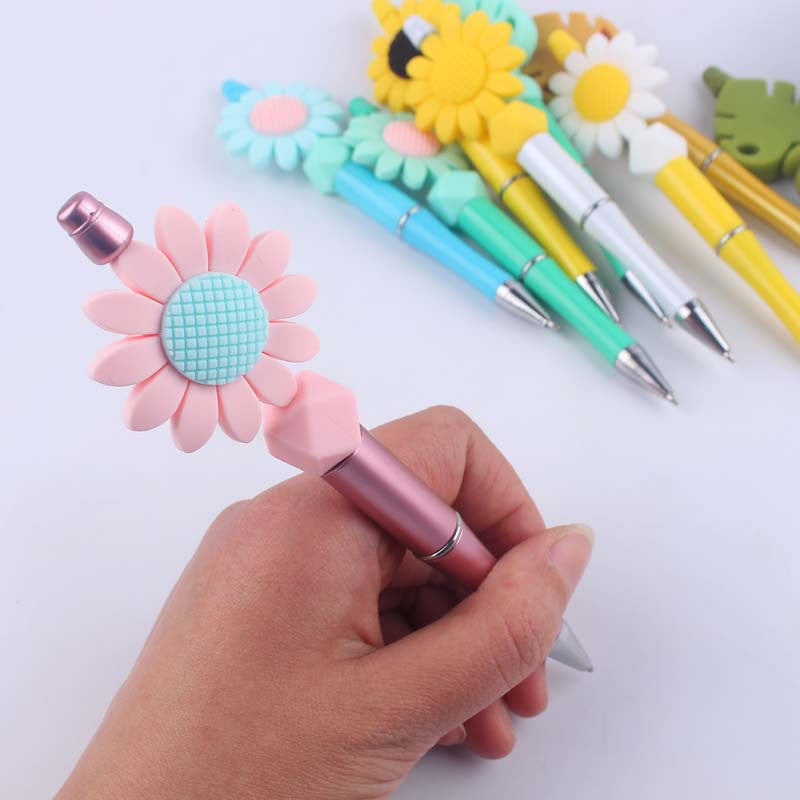 Cartoon Flower Silicone Handmade Beaded Ballpoint Pen