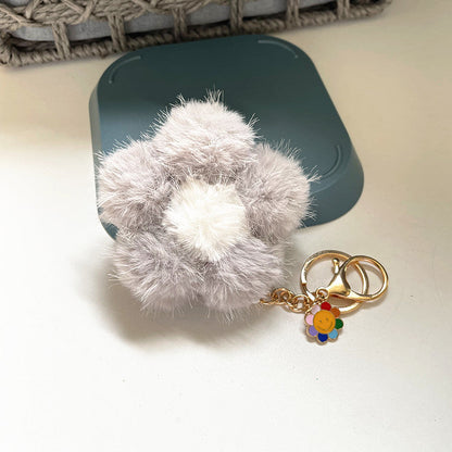 Cherry Blossom Fur Ball Car Keychains
