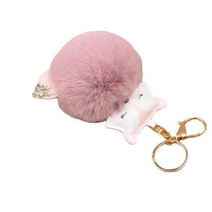 Fox Pu Leather Plush Bag Keychain