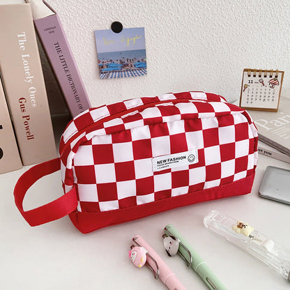 Creative Canvas Contrasting Color Checkerboard Pencil Case