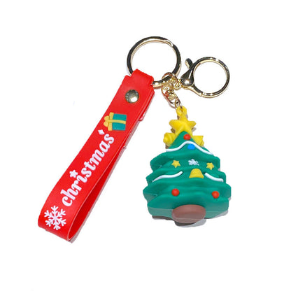 Cartoon Cute Santa Claus Christmas Tree PVC Soft Keychain
