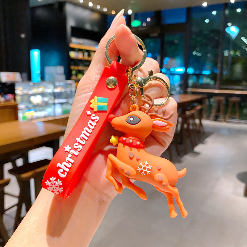 Cartoon Cute Santa Claus Christmas Tree PVC Soft Keychain