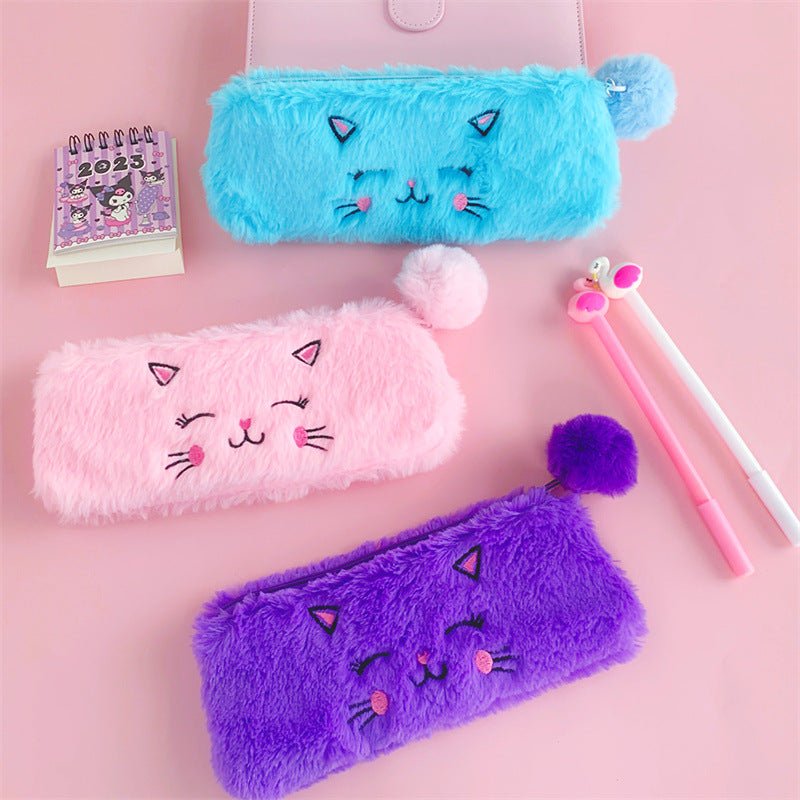 Cartoon Plush Kitten Pen Bags