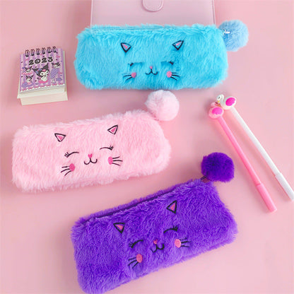 Cartoon Plush Kitten Pen Bags