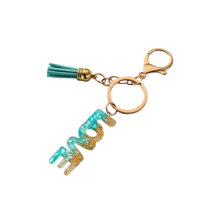 Rainbow Color Gradient Letter Resin Crystal Keychain
