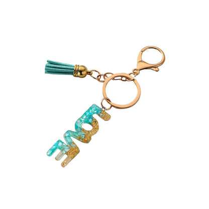 Rainbow Color Gradient Letter Resin Crystal Keychain
