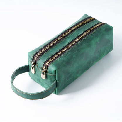 Leather Simple Large -capacity Creative Double -layer Zipper Bag