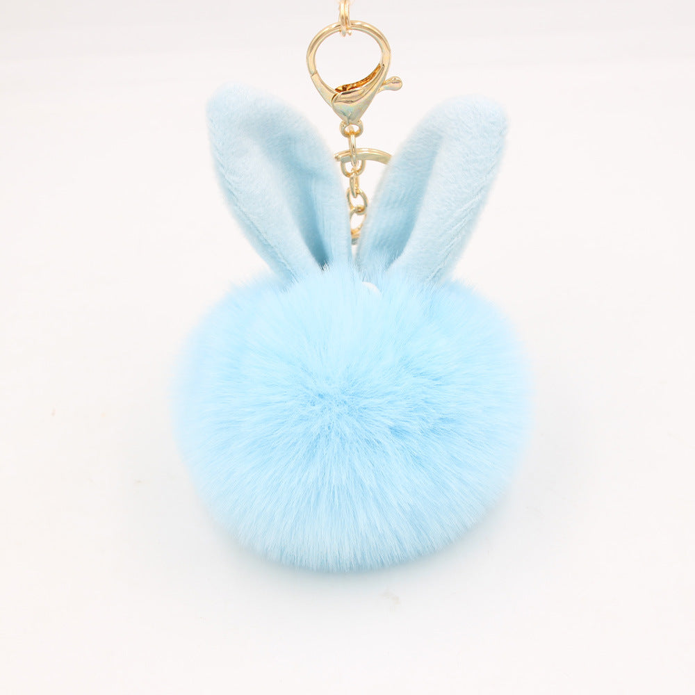 Rabbit Ears Fur Ball Keychain Plush