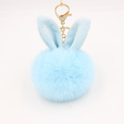 Rabbit Ears Fur Ball Keychain Plush