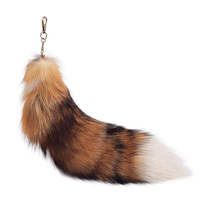 of Oversized Fox Hair Pendant Keychains