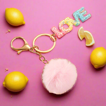 Rainbow Color Gradient Letter Resin Crystal Keychain