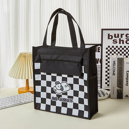 Oxford Cloth Cartoon Checkerboard Storage File Bag