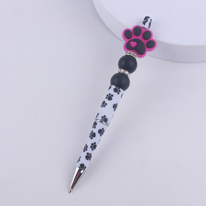 Handmade Bead Pen Cartoon Dog Paw Silicone Ballpoint
