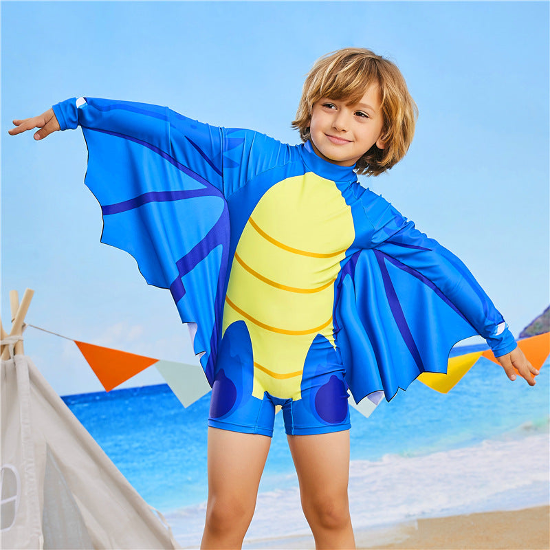 Siamese Hooded Boys Swim Trunks Big Kids Student Swimwear