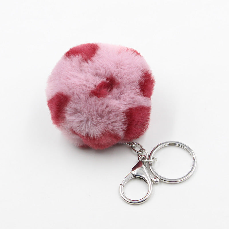 Polyester Leopard Fur Ball Keychain