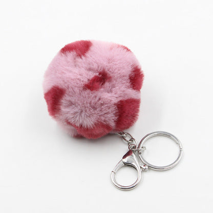 Polyester Leopard Fur Ball Keychain