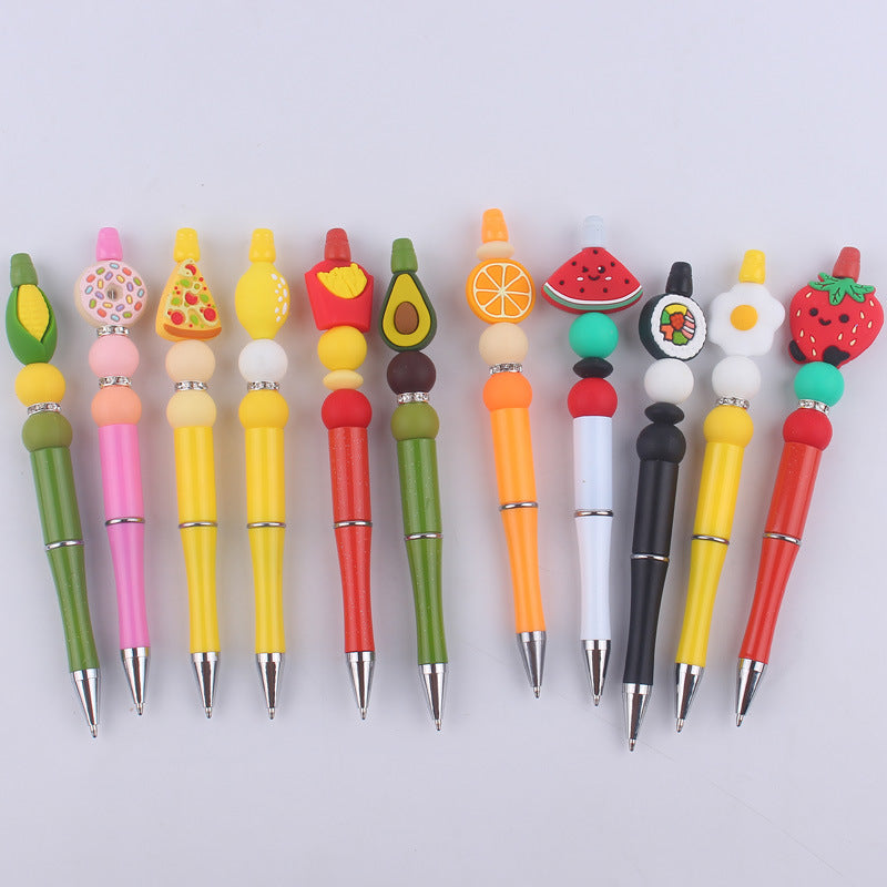 Cartoon Fruit Silicone Color Plastic Beadable Pens