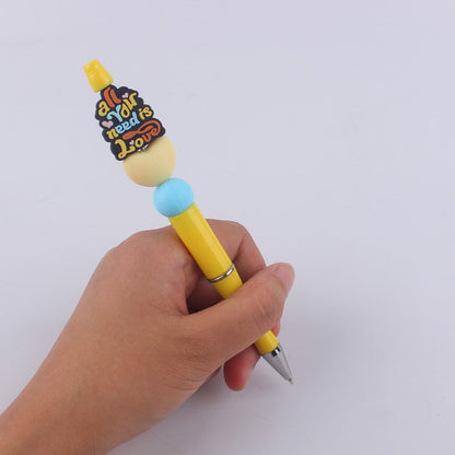Beaded Pens Cartoon Pattern Silicone Bead Ballpoint Pen