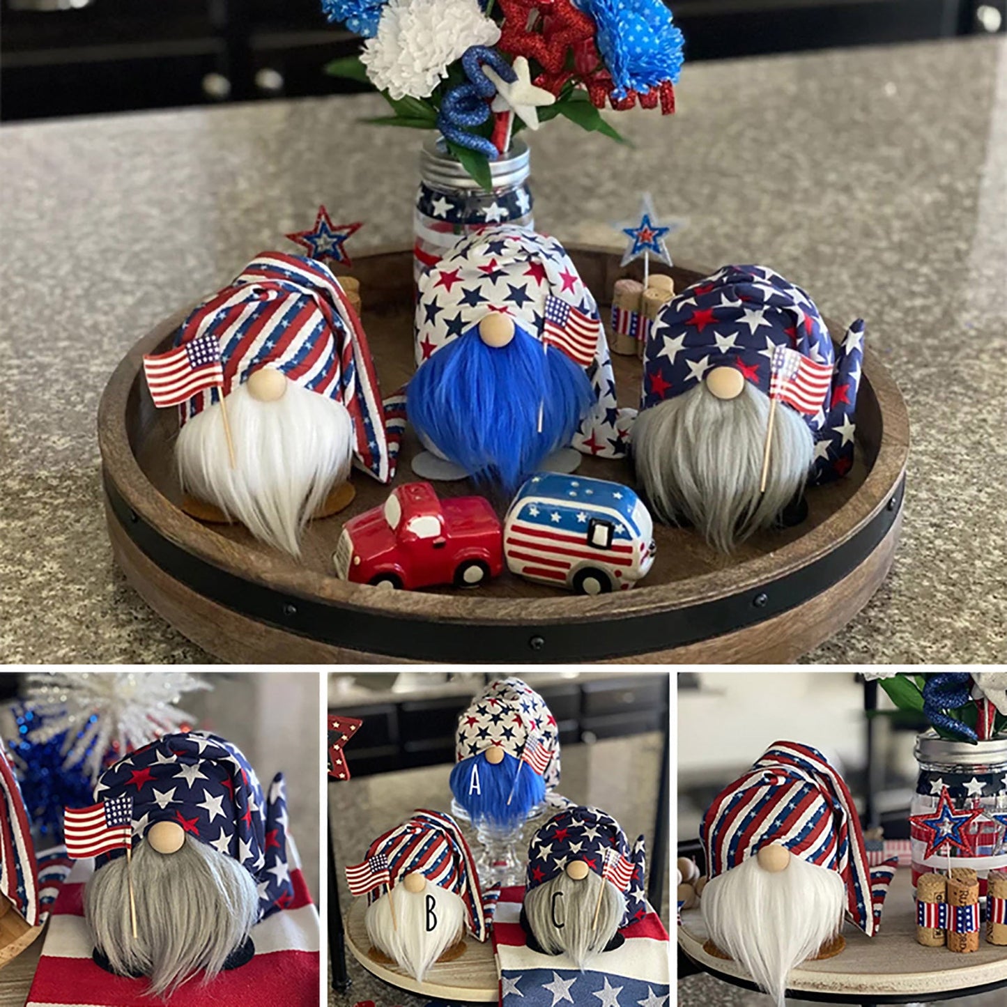 Fabric Independence Day Striped Five Star Faceless Doll