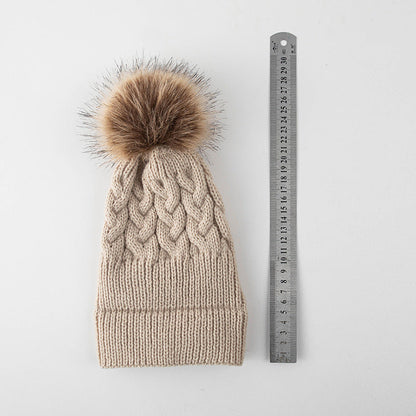 Wholesale Children's Autumn and Winter Hats Fur Ball Thickened Woolen Hat