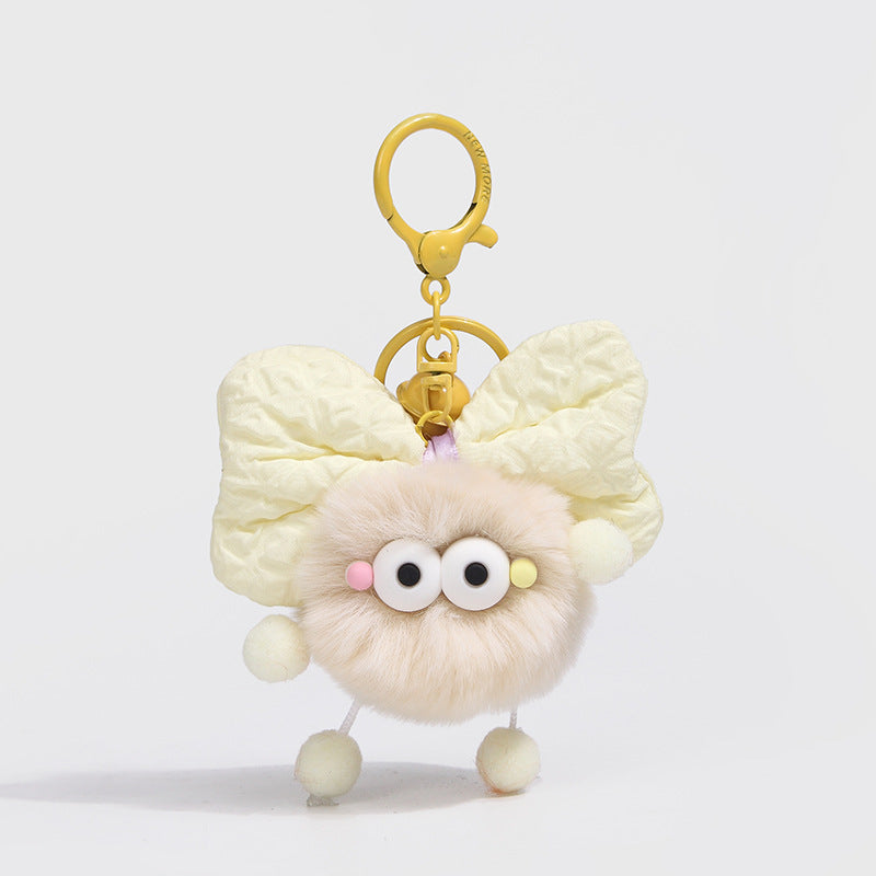 Bow Colorful Fur Ball Keychain