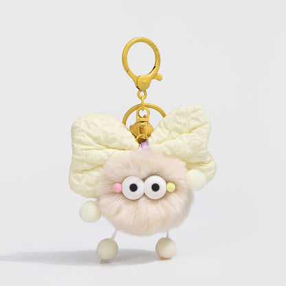 Bow Colorful Fur Ball Keychain