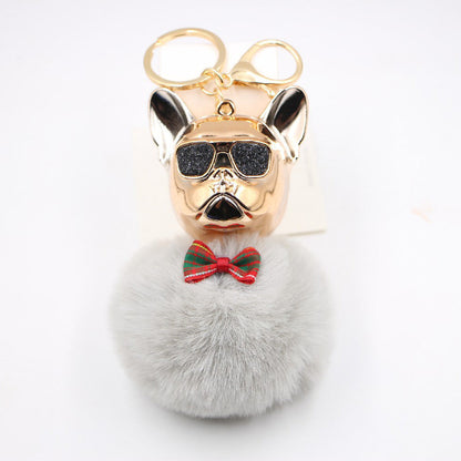 New Creative Sunglasses French Dou Plush Ball Keychain