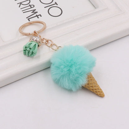 Cartoon Plush Ice Cream Keychain