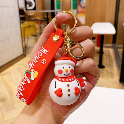 Christmas Cartoon PVC Soft Rubber Elk Snowman Keychain