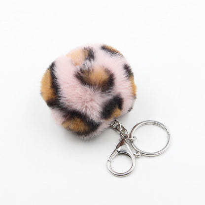 Polyester Leopard Fur Ball Keychain