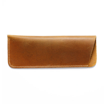 Simple Retro Cowhide Large Capacity Pencil Case