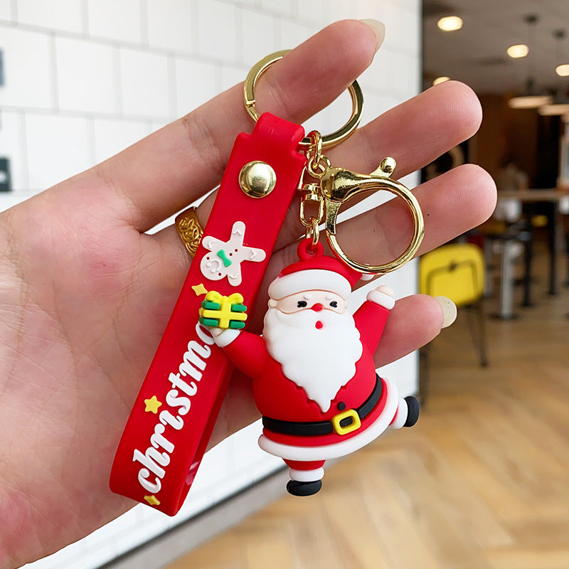 Christmas Cartoon Soft Santa Claus Christmas Tree Keychain