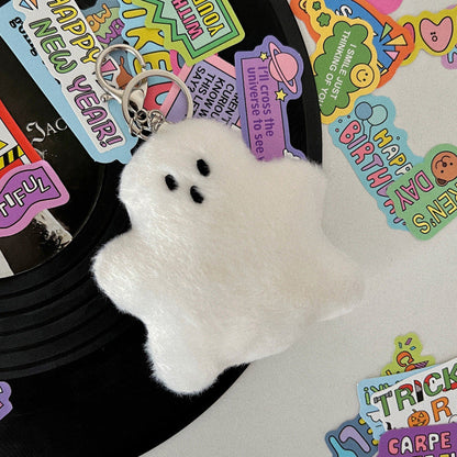 Halloween Cartoon Plush Little Ghost Keychain