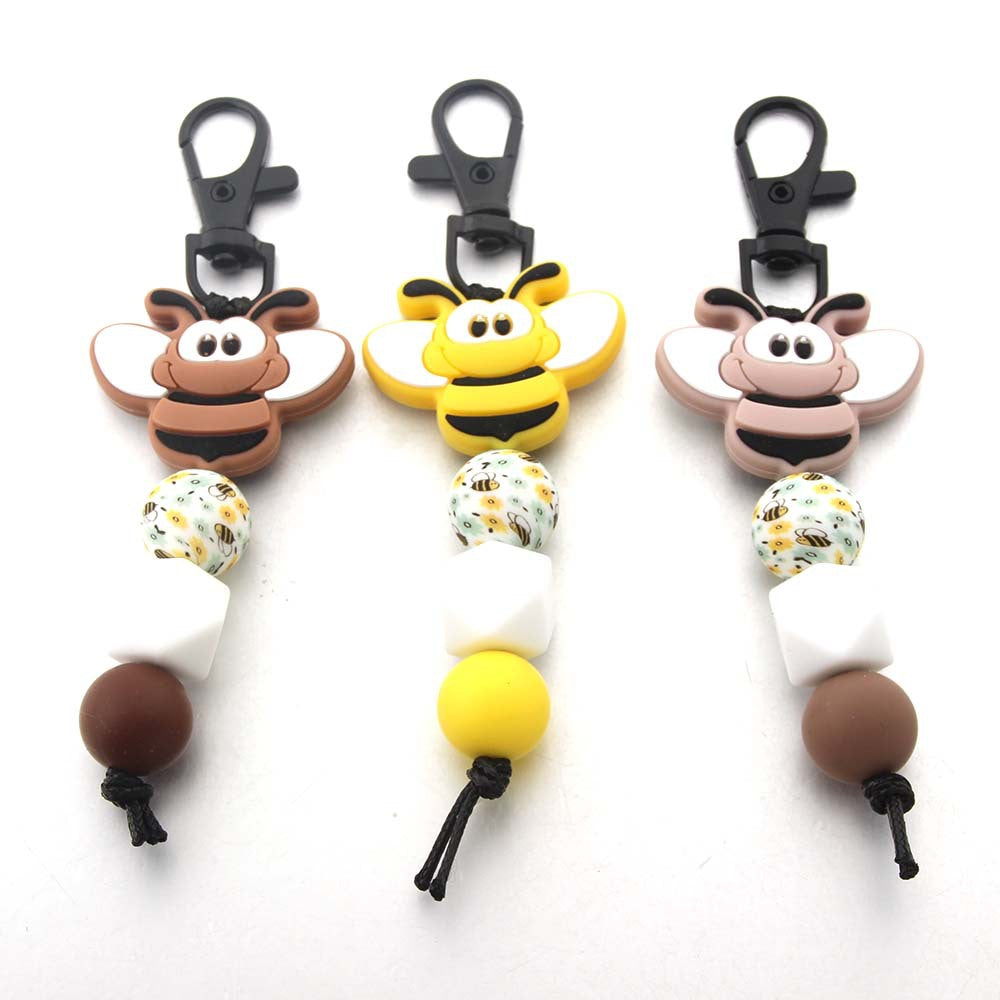 Bee Silicone Beaded Keychain