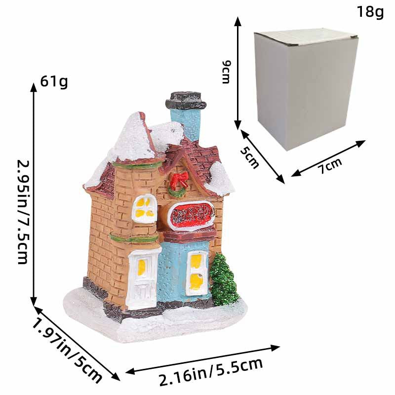 Christmas Resin Colored Luminous House Desktop Ornaments