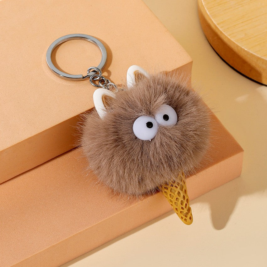 Cartoon Ice Cream Plush Keychain