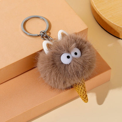 Cartoon Ice Cream Plush Keychain